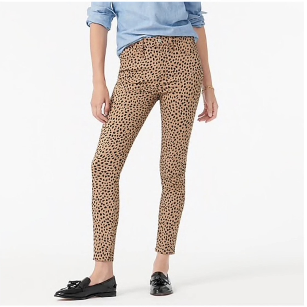 J. Crew 9” High-Rise Toothpick Skinny Jeans Leopard Print Size 28
